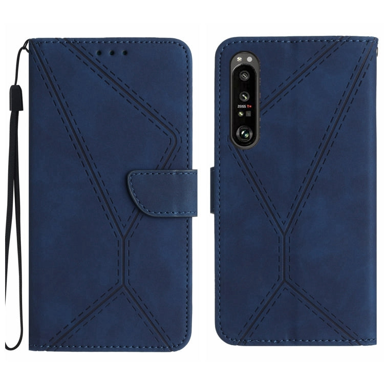 Custodia per telefono in pelle goffrata con cuciture, For Sony Xperia 1 III, For Sony Xperia 1 IV, For Sony Xperia 1 V, For Sony Xperia 5 III