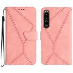 Custodia per telefono in pelle goffrata con cuciture, For Sony Xperia 1 III, For Sony Xperia 1 IV, For Sony Xperia 1 V, For Sony Xperia 5 III