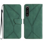Custodia per telefono in pelle goffrata con cuciture, For Sony Xperia 1 III, For Sony Xperia 1 IV, For Sony Xperia 1 V, For Sony Xperia 5 III