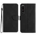 Custodia per telefono in pelle goffrata con cuciture, For Sony Xperia 1 III, For Sony Xperia 1 IV, For Sony Xperia 1 V, For Sony Xperia 5 III