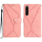 Custodia per telefono in pelle goffrata con cuciture, For Sony Xperia 1 III, For Sony Xperia 1 IV, For Sony Xperia 1 V, For Sony Xperia 5 III