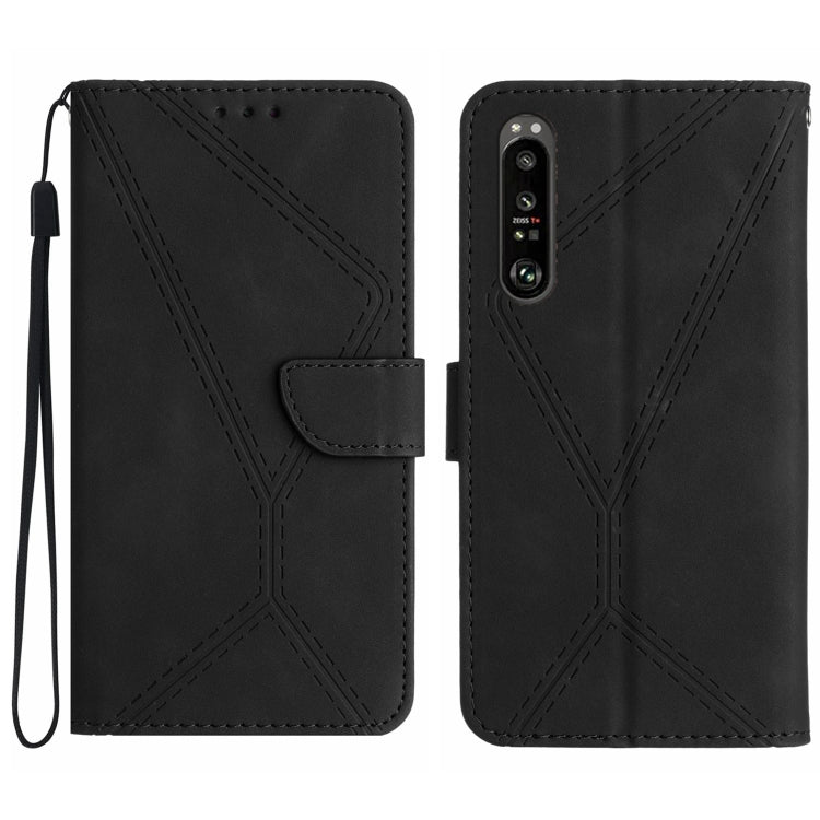 Custodia per telefono in pelle goffrata con cuciture, For Sony Xperia 5 IV, For Sony Xperia 5 V, For Sony Xperia 10 III, For Sony Xperia 10 IV