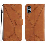 Custodia per telefono in pelle goffrata con cuciture, For Sony Xperia 5 IV, For Sony Xperia 5 V, For Sony Xperia 10 III, For Sony Xperia 10 IV