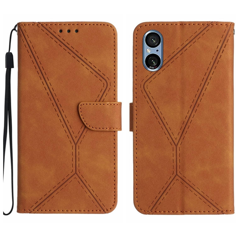 Custodia per telefono in pelle goffrata con cuciture, For Sony Xperia 5 IV, For Sony Xperia 5 V, For Sony Xperia 10 III, For Sony Xperia 10 IV