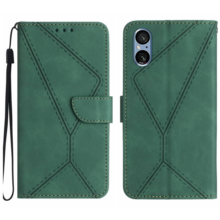 Custodia per telefono in pelle goffrata con cuciture, For Sony Xperia 5 IV, For Sony Xperia 5 V, For Sony Xperia 10 III, For Sony Xperia 10 IV