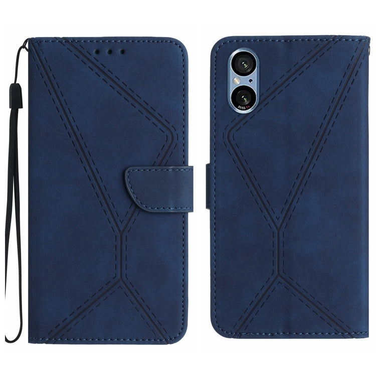 Custodia per telefono in pelle goffrata con cuciture, For Sony Xperia 5 IV, For Sony Xperia 5 V, For Sony Xperia 10 III, For Sony Xperia 10 IV