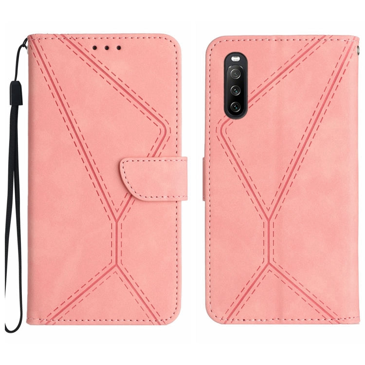 Custodia per telefono in pelle goffrata con cuciture, For Sony Xperia 5 IV, For Sony Xperia 5 V, For Sony Xperia 10 III, For Sony Xperia 10 IV