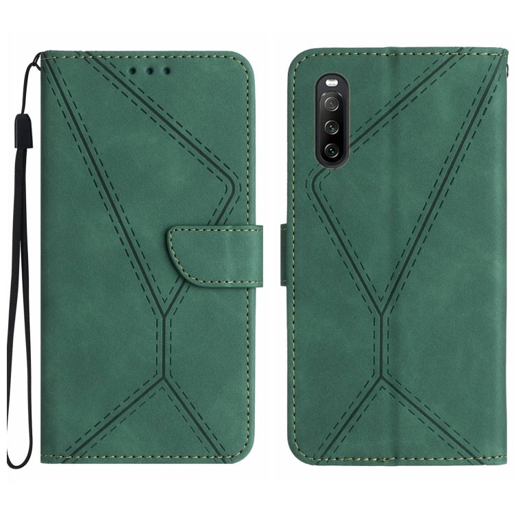 Custodia per telefono in pelle goffrata con cuciture, For Sony Xperia 5 IV, For Sony Xperia 5 V, For Sony Xperia 10 III, For Sony Xperia 10 IV
