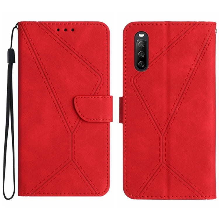 Custodia per telefono in pelle goffrata con cuciture, For Sony Xperia 5 IV, For Sony Xperia 5 V, For Sony Xperia 10 III, For Sony Xperia 10 IV