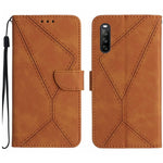 Custodia per telefono in pelle goffrata con cuciture, For Sony Xperia 5 IV, For Sony Xperia 5 V, For Sony Xperia 10 III, For Sony Xperia 10 IV
