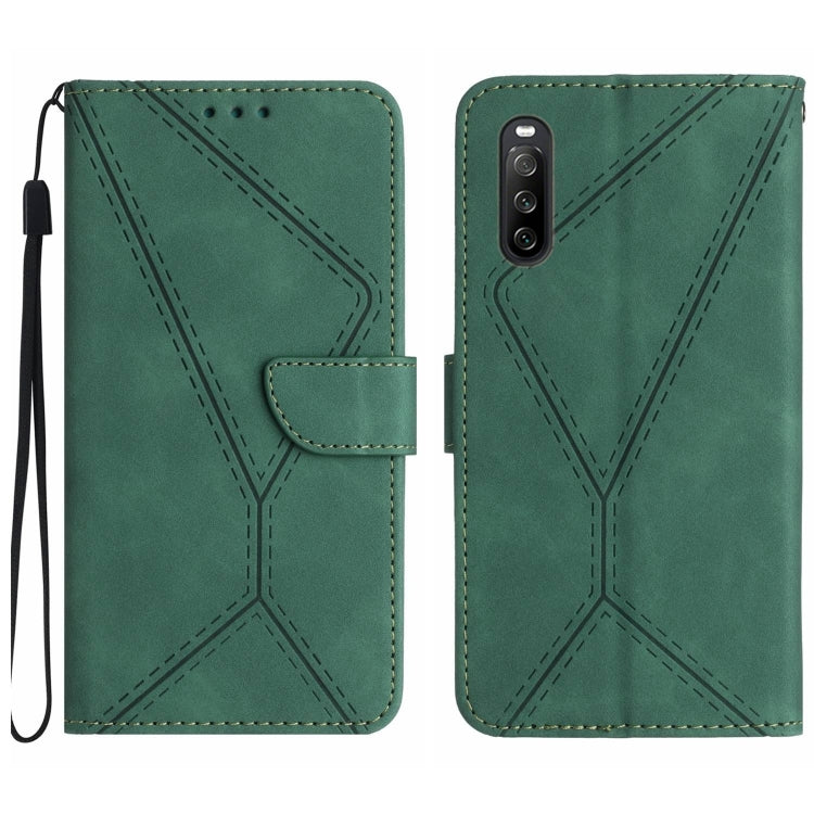 Custodia per telefono in pelle goffrata con cuciture, For Sony Xperia 5 IV, For Sony Xperia 5 V, For Sony Xperia 10 III, For Sony Xperia 10 IV