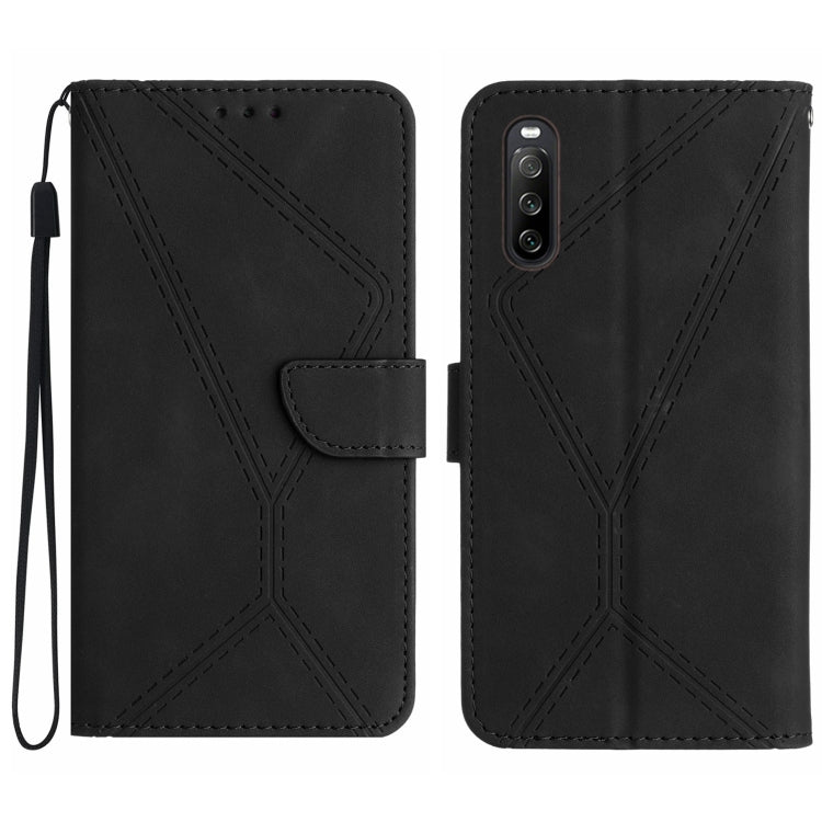 Custodia per telefono in pelle goffrata con cuciture, For Sony Xperia 5 IV, For Sony Xperia 5 V, For Sony Xperia 10 III, For Sony Xperia 10 IV