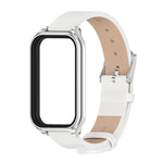 Cinturino per orologio in pelle PU in microfibra con guscio metallico Mijobs, For Xiaomi Smart Band 8 Active / Redmi Band 2