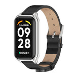 Cinturino per orologio in pelle PU in microfibra con guscio metallico Mijobs, For Xiaomi Smart Band 8 Active / Redmi Band 2