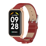 Cinturino per orologio in pelle PU in microfibra con guscio metallico Mijobs, For Xiaomi Smart Band 8 Active / Redmi Band 2