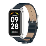 Cinturino per orologio in pelle PU in microfibra con guscio metallico Mijobs, For Xiaomi Smart Band 8 Active / Redmi Band 2