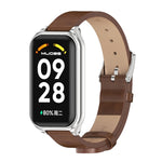 Cinturino per orologio in pelle PU in microfibra con guscio metallico Mijobs, For Xiaomi Smart Band 8 Active / Redmi Band 2