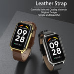 Cinturino per orologio in pelle PU in microfibra con guscio metallico Mijobs, For Xiaomi Smart Band 8 Active / Redmi Band 2