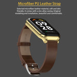 Cinturino per orologio in pelle PU in microfibra con guscio metallico Mijobs, For Xiaomi Smart Band 8 Active / Redmi Band 2
