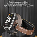 Cinturino per orologio in pelle PU in microfibra con guscio metallico Mijobs, For Xiaomi Smart Band 8 Active / Redmi Band 2