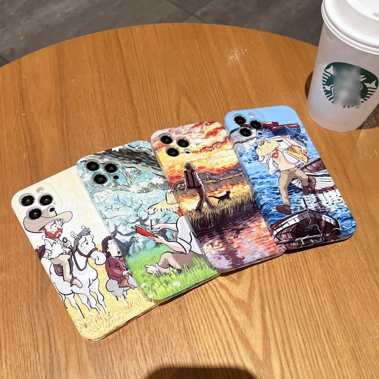 Custodia per telefono PC lucida con motivo a pittura a olio, For iPhone SE 2022/2020 / 8 / 7, For iPhone 13 Pro Max, For iPhone 13 Pro, For iPhone 13
