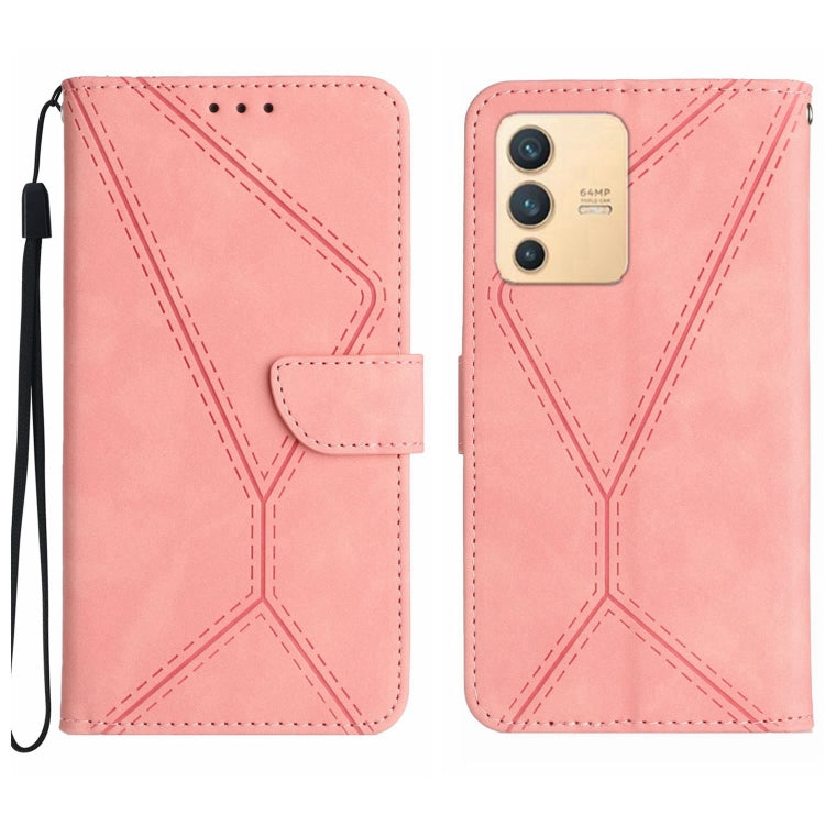 Custodia per telefono in pelle goffrata con cuciture, For vivo V23 5G, For vivo V25 / X80 Lite, For vivo V27 5G / V27 Pro 5G