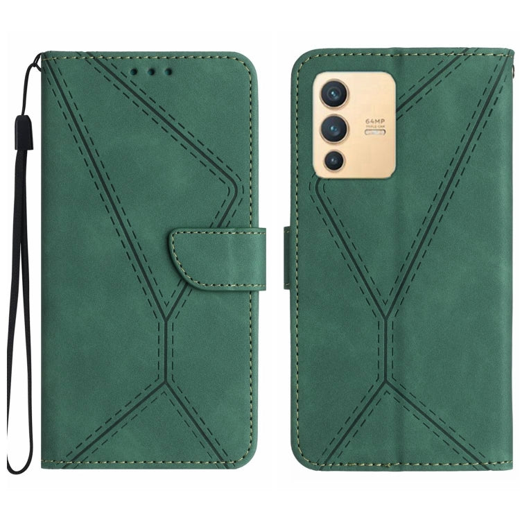 Custodia per telefono in pelle goffrata con cuciture, For vivo V23 5G, For vivo V25 / X80 Lite, For vivo V27 5G / V27 Pro 5G