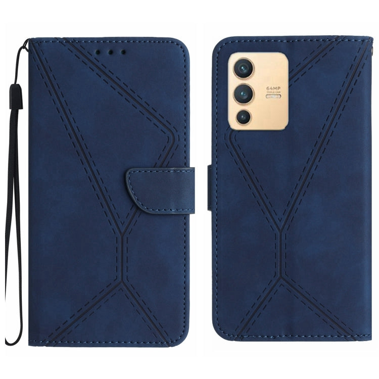 Custodia per telefono in pelle goffrata con cuciture, For vivo V23 5G, For vivo V25 / X80 Lite, For vivo V27 5G / V27 Pro 5G