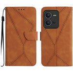 Custodia per telefono in pelle goffrata con cuciture, For vivo V23 5G, For vivo V25 / X80 Lite, For vivo V27 5G / V27 Pro 5G