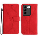 Custodia per telefono in pelle goffrata con cuciture, For vivo V23 5G, For vivo V25 / X80 Lite, For vivo V27 5G / V27 Pro 5G
