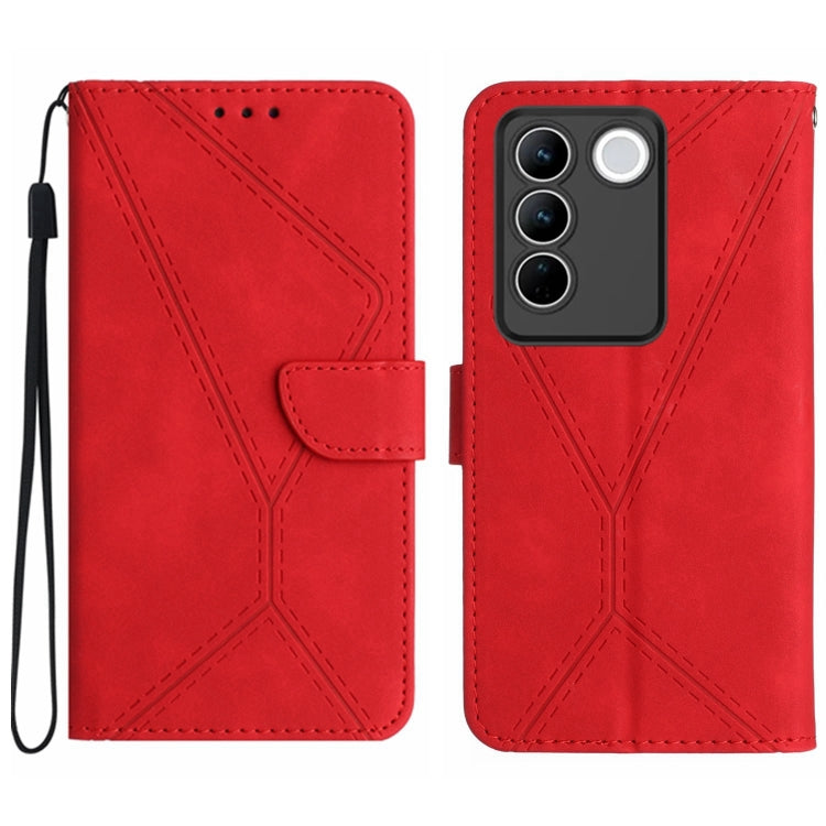 Custodia per telefono in pelle goffrata con cuciture, For vivo V23 5G, For vivo V25 / X80 Lite, For vivo V27 5G / V27 Pro 5G