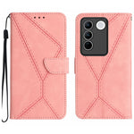 Custodia per telefono in pelle goffrata con cuciture, For vivo V23 5G, For vivo V25 / X80 Lite, For vivo V27 5G / V27 Pro 5G