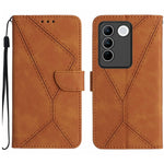 Custodia per telefono in pelle goffrata con cuciture, For vivo V23 5G, For vivo V25 / X80 Lite, For vivo V27 5G / V27 Pro 5G
