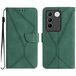 Custodia per telefono in pelle goffrata con cuciture, For vivo V23 5G, For vivo V25 / X80 Lite, For vivo V27 5G / V27 Pro 5G