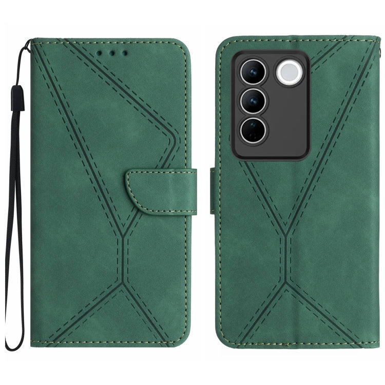 Custodia per telefono in pelle goffrata con cuciture, For vivo V23 5G, For vivo V25 / X80 Lite, For vivo V27 5G / V27 Pro 5G