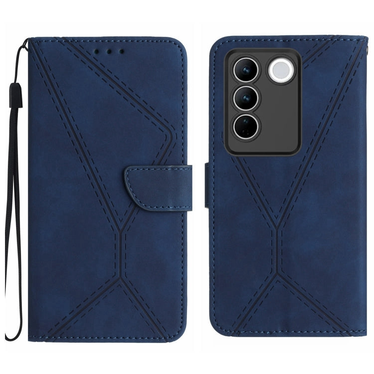Custodia per telefono in pelle goffrata con cuciture, For vivo V23 5G, For vivo V25 / X80 Lite, For vivo V27 5G / V27 Pro 5G