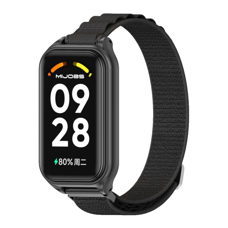 Cinturino per orologio in nylon traspirante con guscio metallico Mijobs, For Xiaomi Smart Band 8 Active / Redmi Band 2