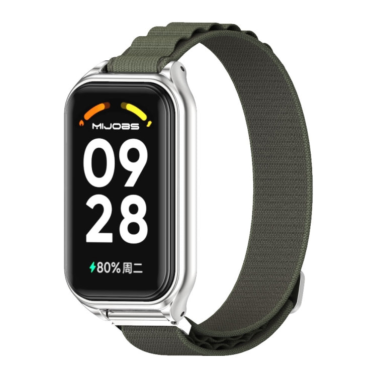 Cinturino per orologio in nylon traspirante con guscio metallico Mijobs, For Xiaomi Smart Band 8 Active / Redmi Band 2