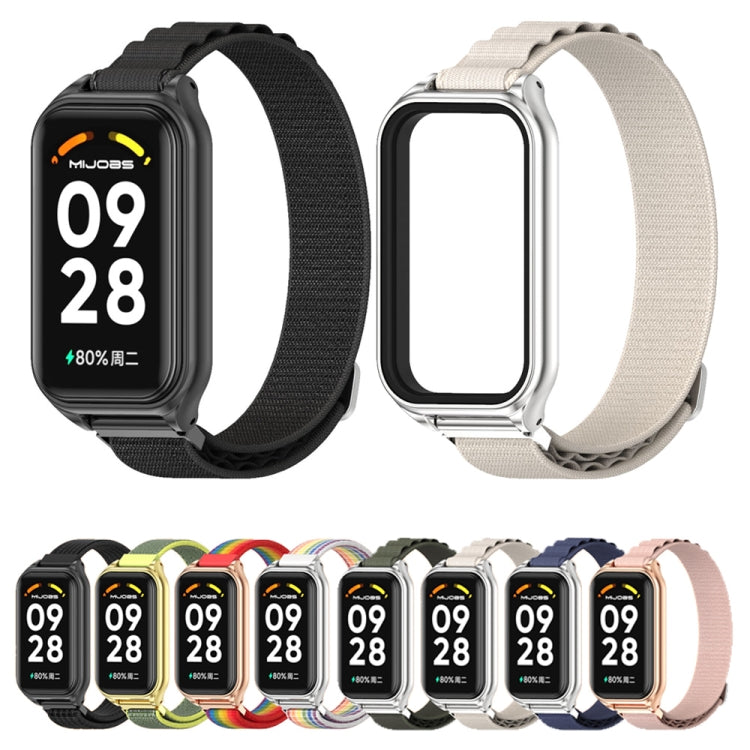 Cinturino per orologio in nylon traspirante con guscio metallico Mijobs, For Xiaomi Smart Band 8 Active / Redmi Band 2