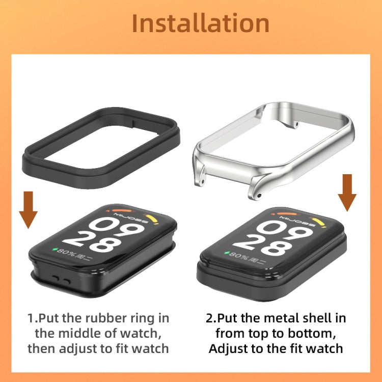 Cinturino per orologio in nylon traspirante con guscio metallico Mijobs, For Xiaomi Smart Band 8 Active / Redmi Band 2