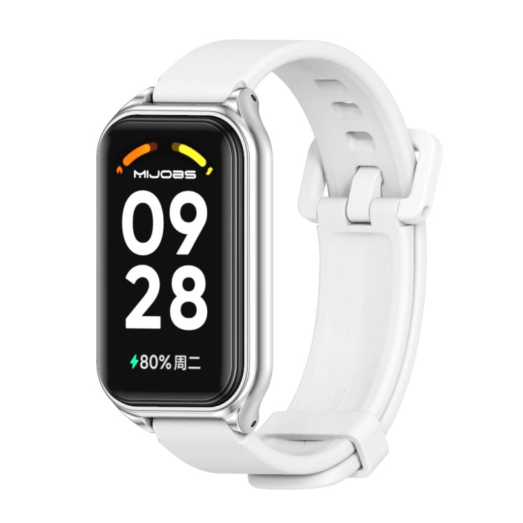 Cinturino per orologio in silicone con guscio metallico Mijobs, For Xiaomi Smart Band 8 Active / Redmi Band 2
