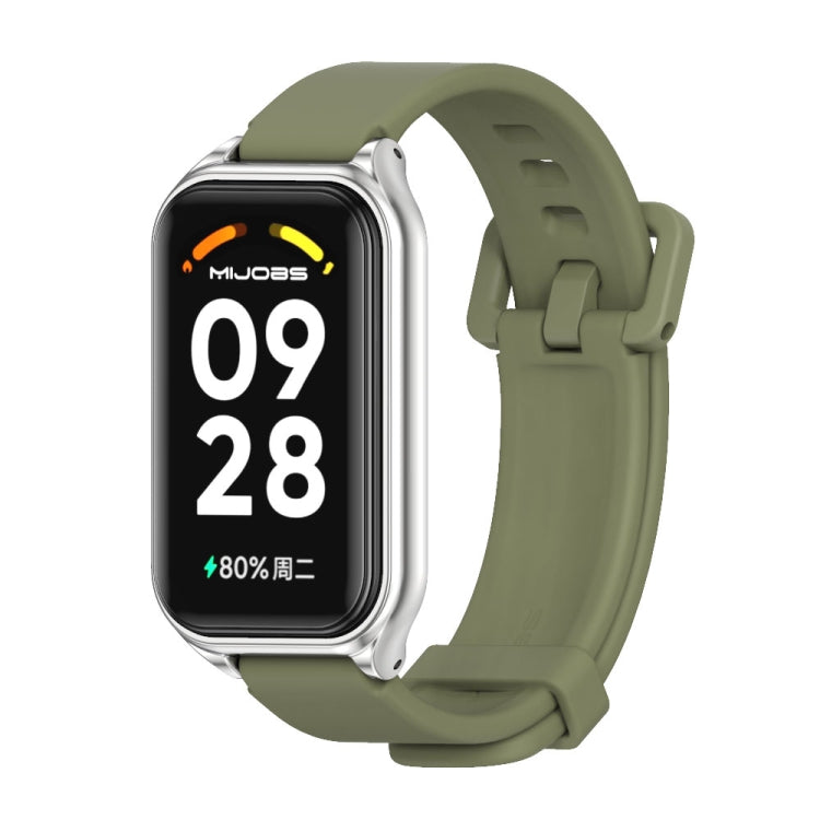 Cinturino per orologio in silicone con guscio metallico Mijobs, For Xiaomi Smart Band 8 Active / Redmi Band 2