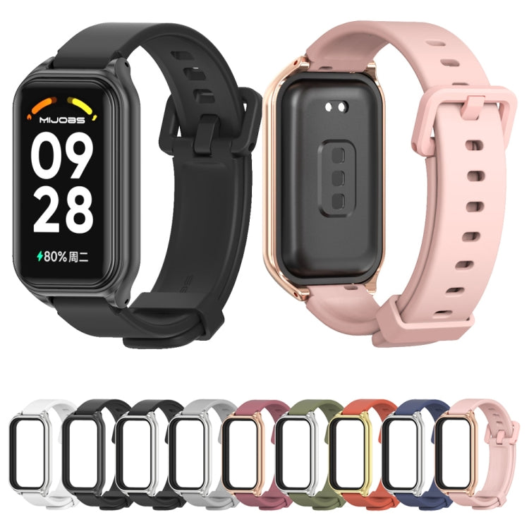 Cinturino per orologio in silicone con guscio metallico Mijobs, For Xiaomi Smart Band 8 Active / Redmi Band 2