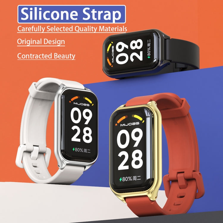 Cinturino per orologio in silicone con guscio metallico Mijobs, For Xiaomi Smart Band 8 Active / Redmi Band 2