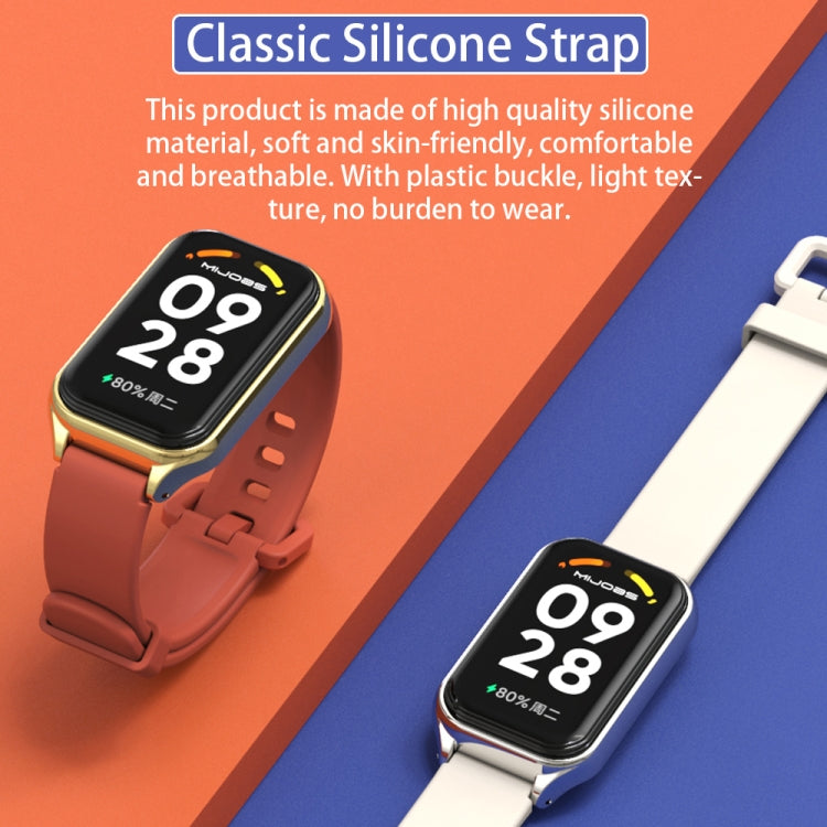 Cinturino per orologio in silicone con guscio metallico Mijobs, For Xiaomi Smart Band 8 Active / Redmi Band 2