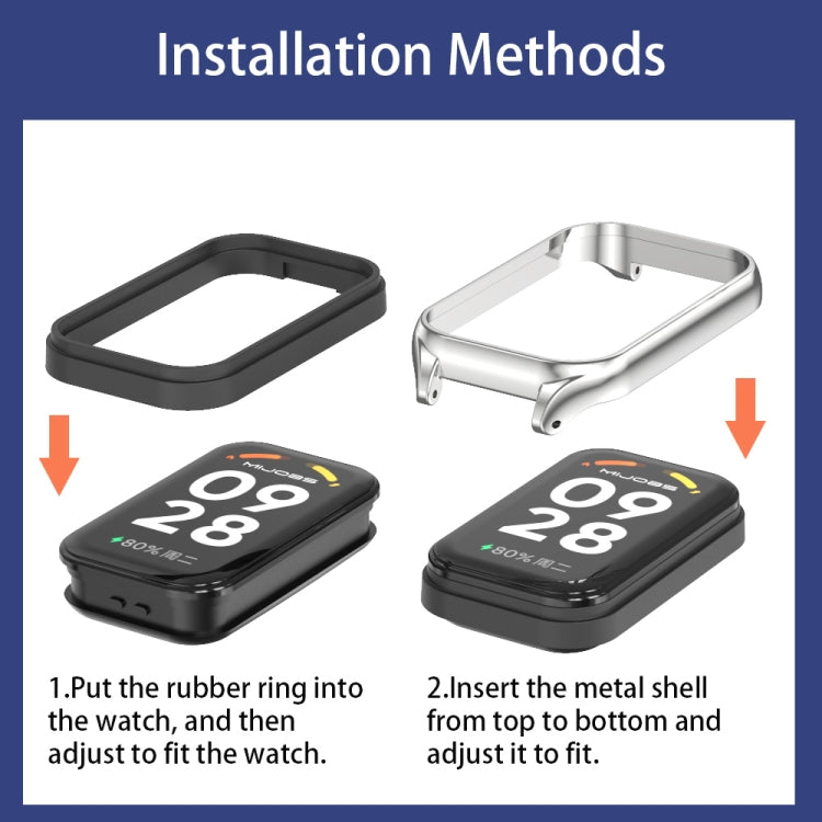 Cinturino per orologio in silicone Mijobs Metal Shell Ocean, For Xiaomi Smart Band 8 Active / Redmi Band 2