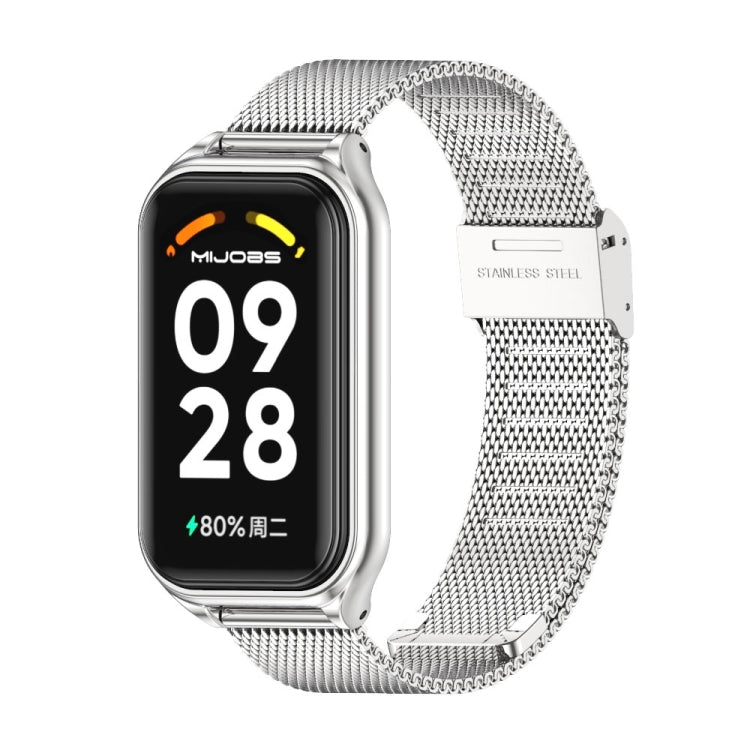 Guscio in metallo Mijobs + cinturino in metallo con fibbia Milano, For Xiaomi Smart Band 8 Active / Redmi Band 2