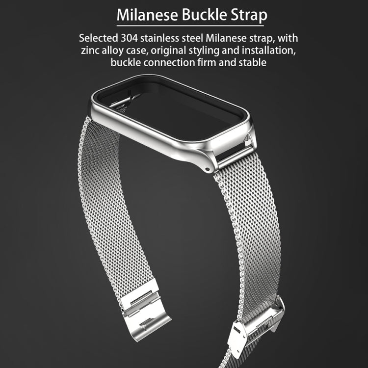 Guscio in metallo Mijobs + cinturino in metallo con fibbia Milano, For Xiaomi Smart Band 8 Active / Redmi Band 2