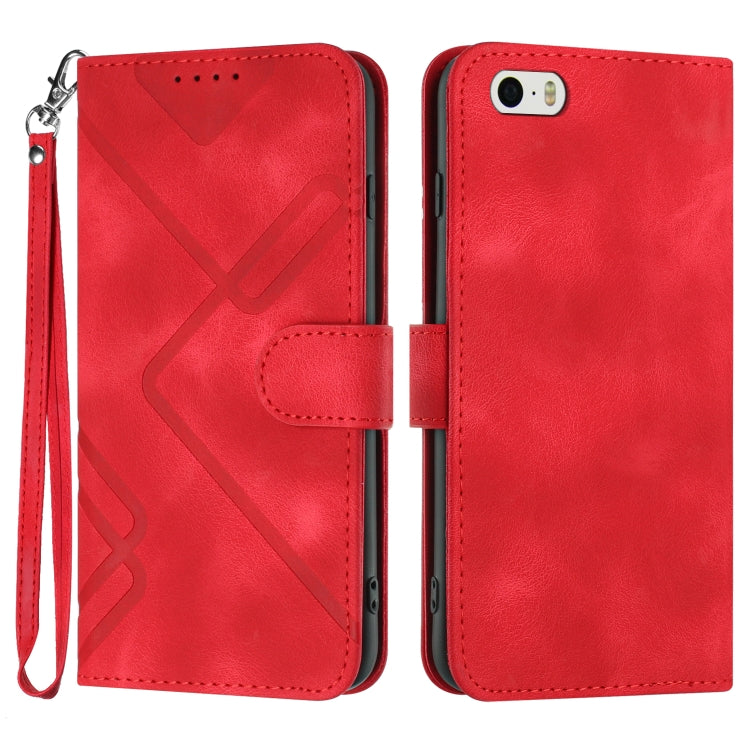 Custodia per cellulare in pelle con motivo a linea, For iPhone XR, For iPhone XS Max, For iPhone 6 Plus/7 Plus/8 Plus, For iPhone 5s / SE