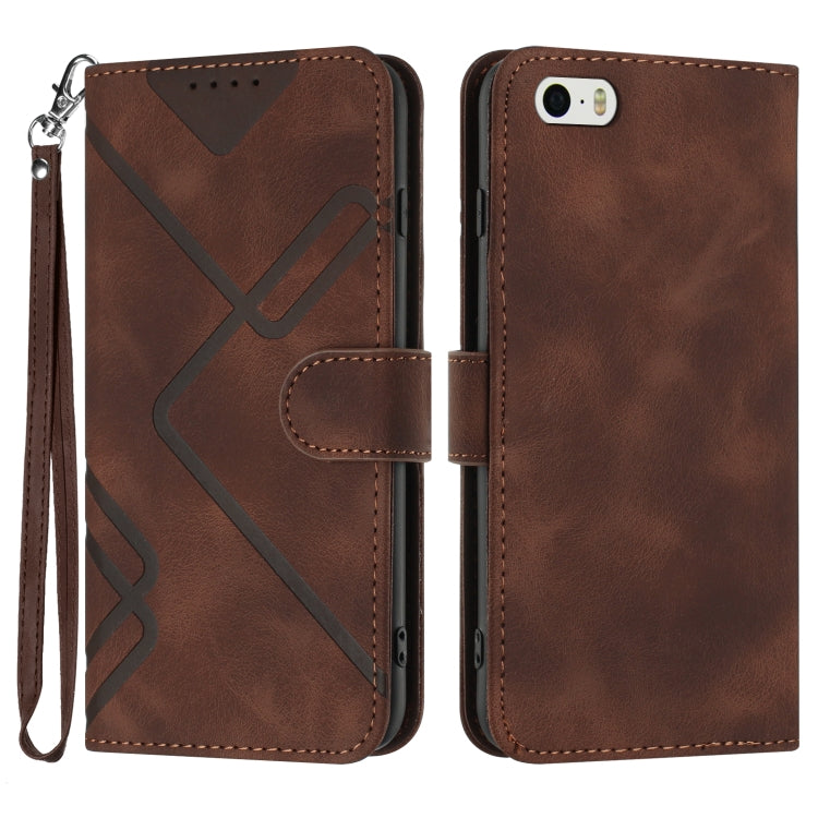 Custodia per cellulare in pelle con motivo a linea, For iPhone XR, For iPhone XS Max, For iPhone 6 Plus/7 Plus/8 Plus, For iPhone 5s / SE